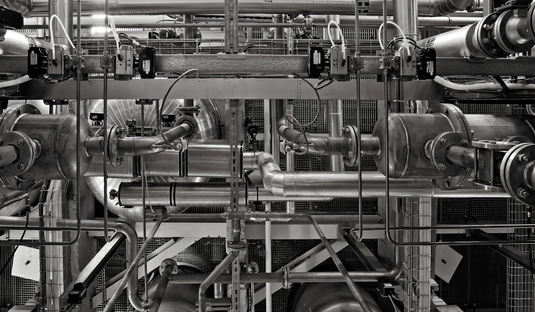 Industrial process plant piping representing expansion bellows replacement work